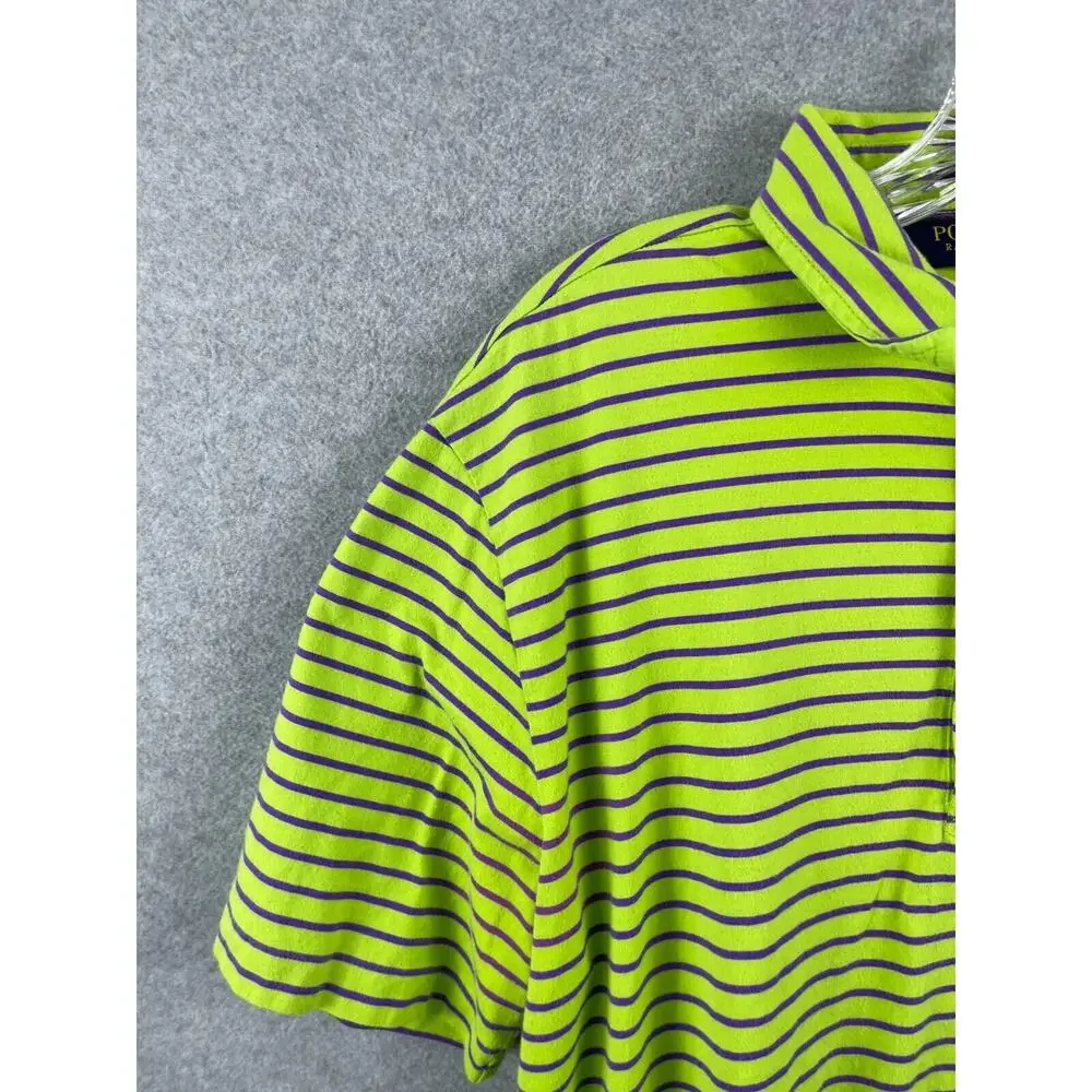 Ralph Lauren Golf Polo‎ Mens M Green Stripe Short Sleeve Rugby Vintage Lisle